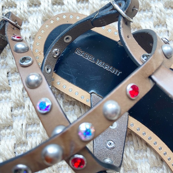 Isabel Marant Audrio Stud Multi-Strap Sandal Tan - Picture 7 of 10